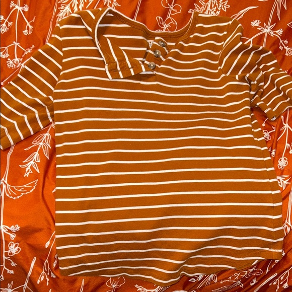 Striped Women’s Shirt - Orange and White - Picture 1 of 2